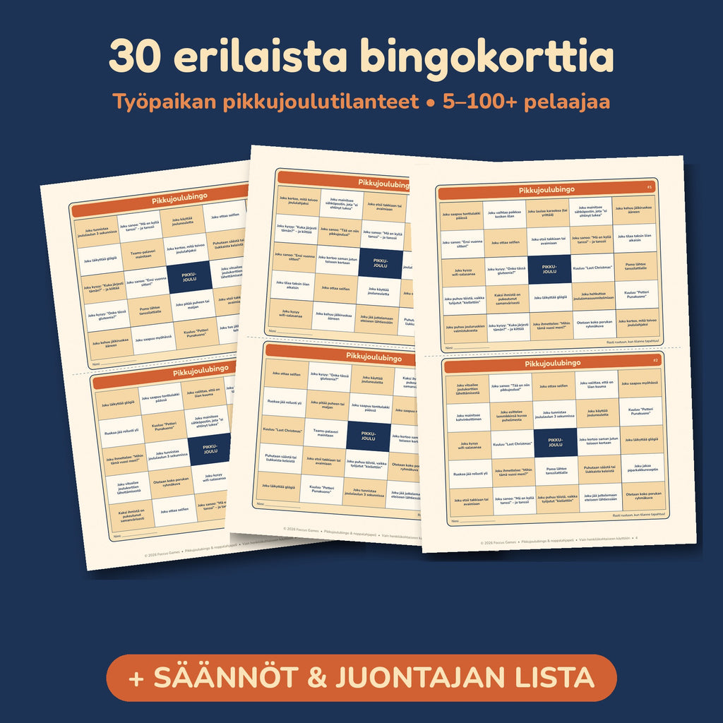 Pikkujoulubingo & Noppalahjapeli