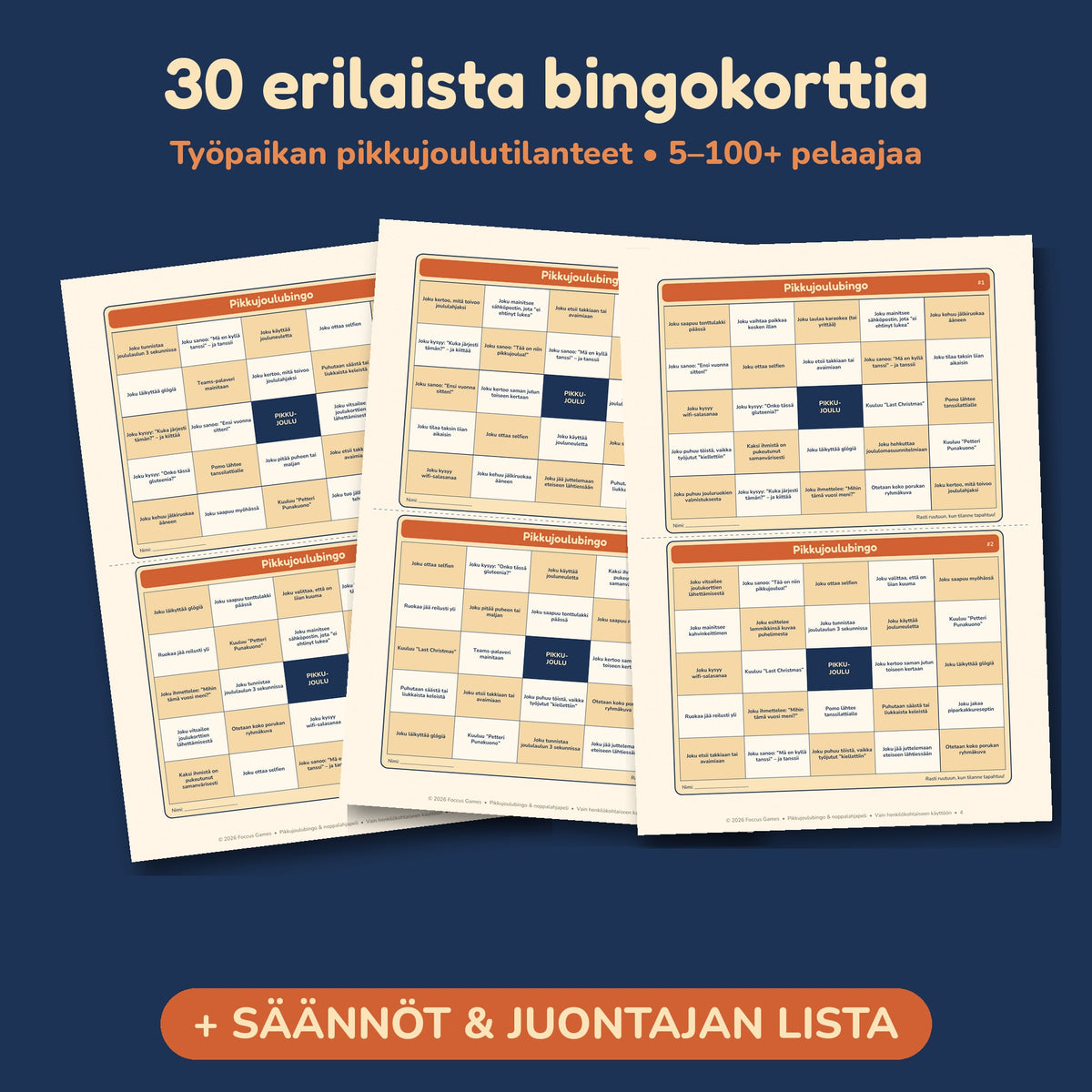 Pikkujoulubingo & Noppalahjapeli