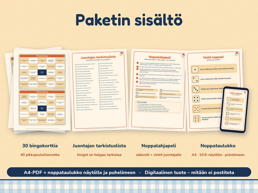 Pikkujoulubingo & Noppalahjapeli