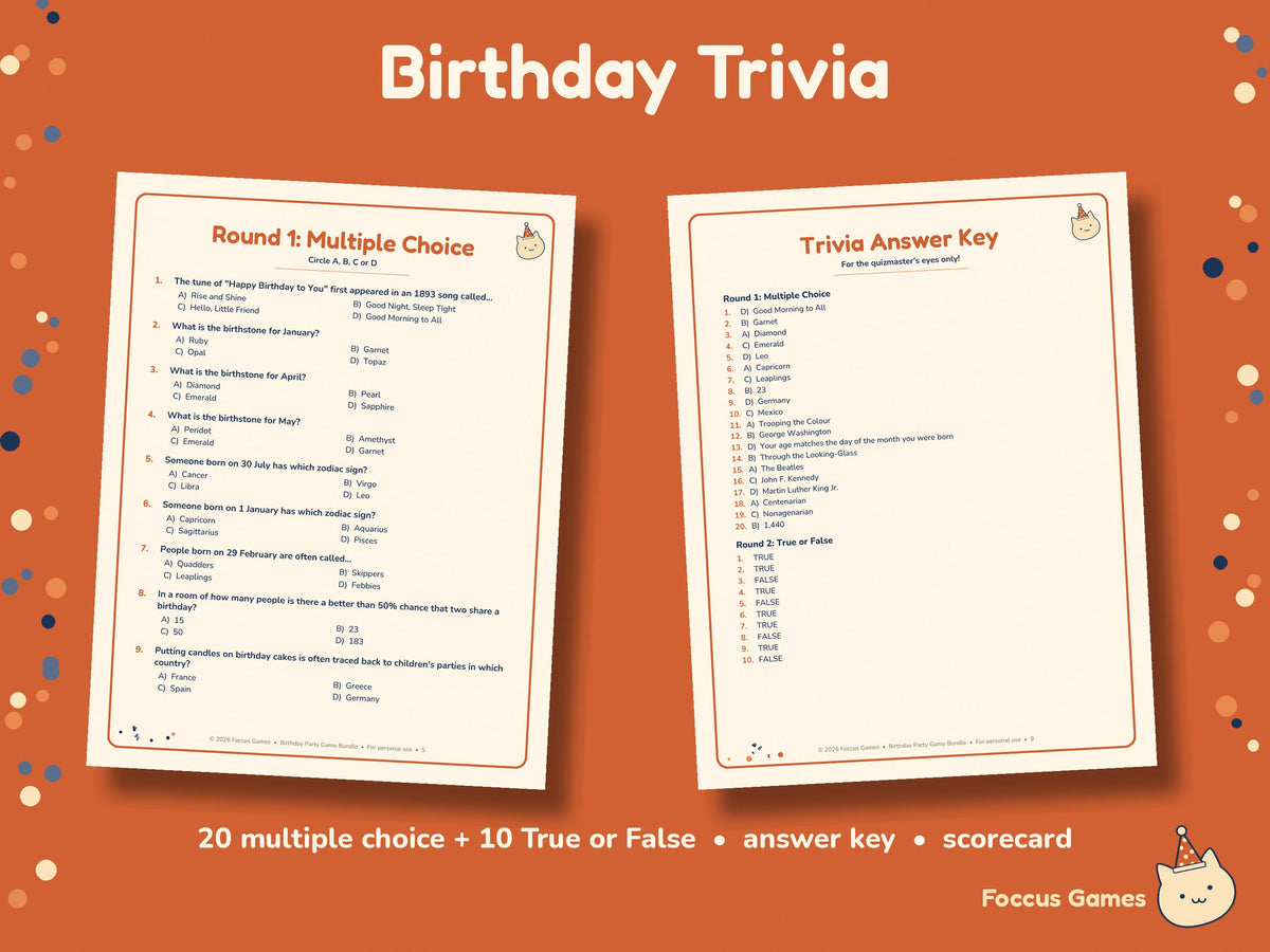 Birthday Party Game Bundle