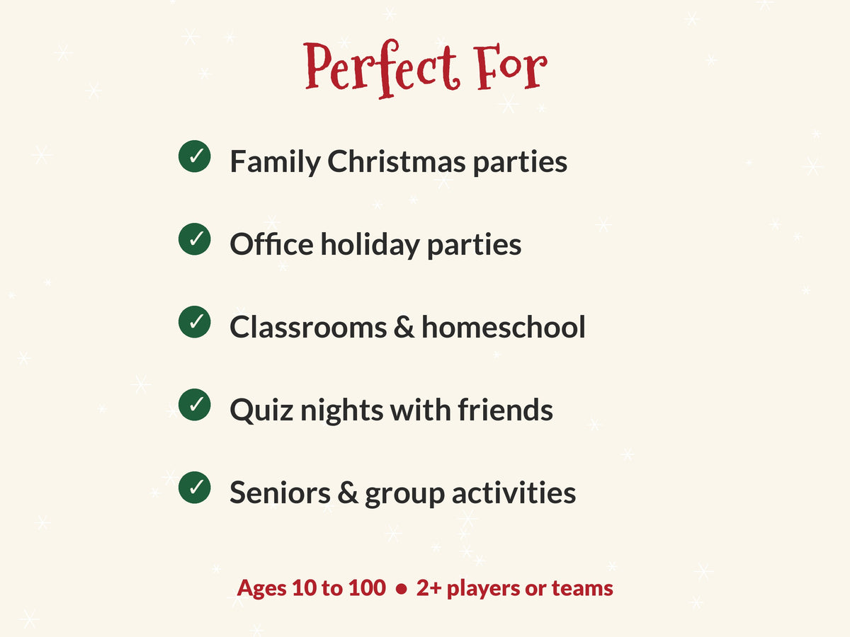 Christmas Trivia Game Printable, 100 Questions, Family Christmas Party Game, Office Holiday Quiz, Phone & Slideshow, Kids & Adults