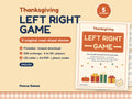 Thanksgiving Left Right Game printable gift exchange game cover with 5 pass-the-gift stories