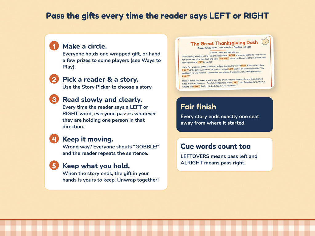 How to play the Thanksgiving Left Right gift exchange game in 5 easy steps